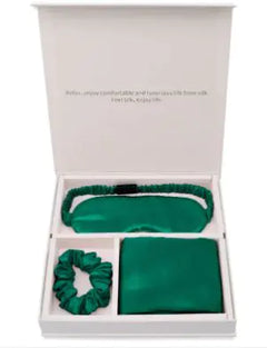 Luxury Silk Sleep Gift Set: Eye Mask, Pillowcase & Scrunchie in Gift Box