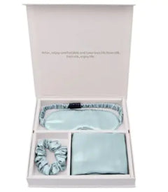 Luxury Silk Sleep Gift Set: Eye Mask, Pillowcase & Scrunchie in Gift Box