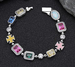 Gold-Plated Hip-Hop Gemstone Necklace