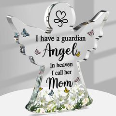 Jetec Bereavement Gift Angel Red Cardinal Acrylic Memorial Gift Sympathy Table Decor Remember Me Grieving Gift Sympathy Gift for Loss of Loved One Remembrance Decor (Mom Angel)