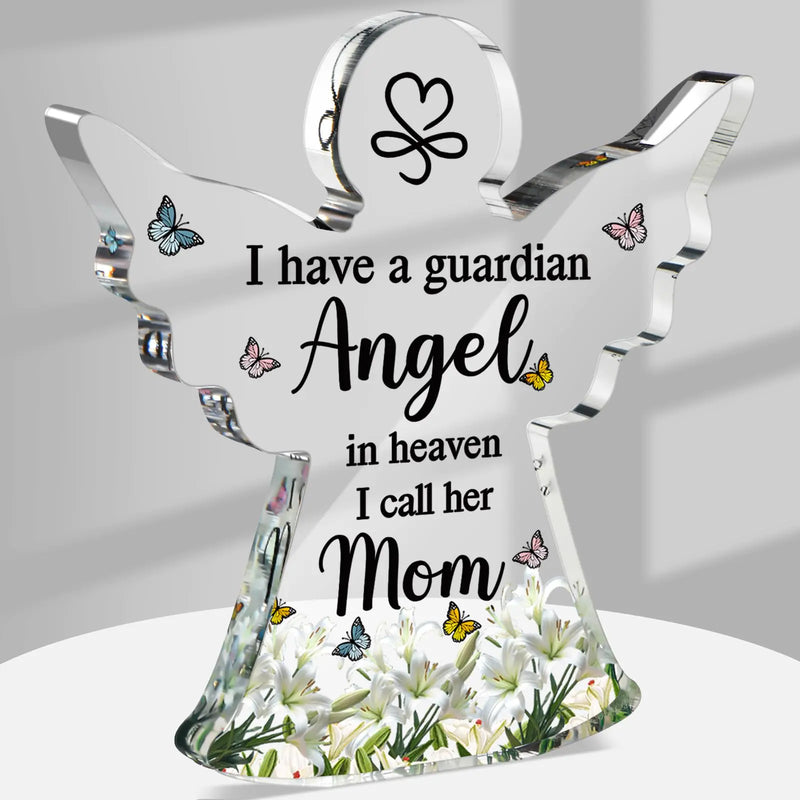 Jetec Bereavement Gift Angel Red Cardinal Acrylic Memorial Gift Sympathy Table Decor Remember Me Grieving Gift Sympathy Gift for Loss of Loved One Remembrance Decor (Mom Angel)
