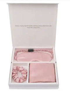 Luxury Silk Sleep Gift Set: Eye Mask, Pillowcase & Scrunchie in Gift Box
