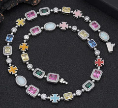 Gold-Plated Hip-Hop Gemstone Necklace